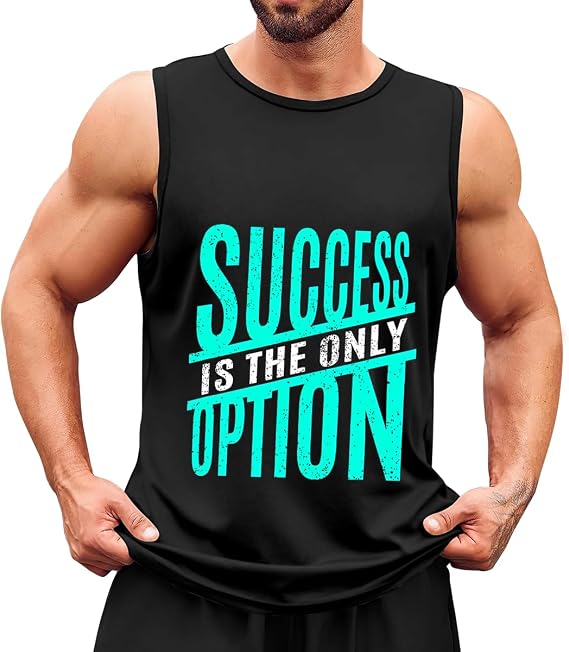 Men's Tank Top,Teal Aqua Graphics Success,Summer Undershirt Sleeveless Shirts Muscle Tops
