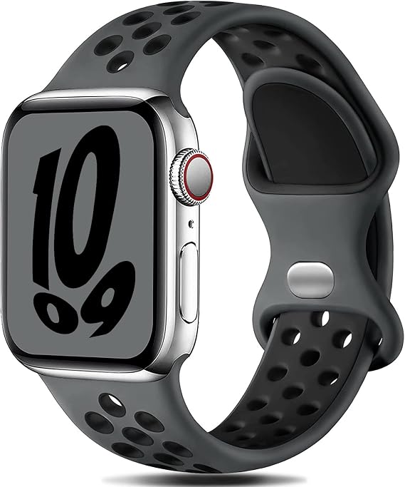 Sport Strap Compatible with Apple Watch Straps 44mm 42mm 45mm 46mm 49mm 41mm 40mm 38mm,Breathable Silicone Sport Band Replacement for iWatch Series Ultra 10/9/8/7/6/5/4/3/2/1/SE Men Women