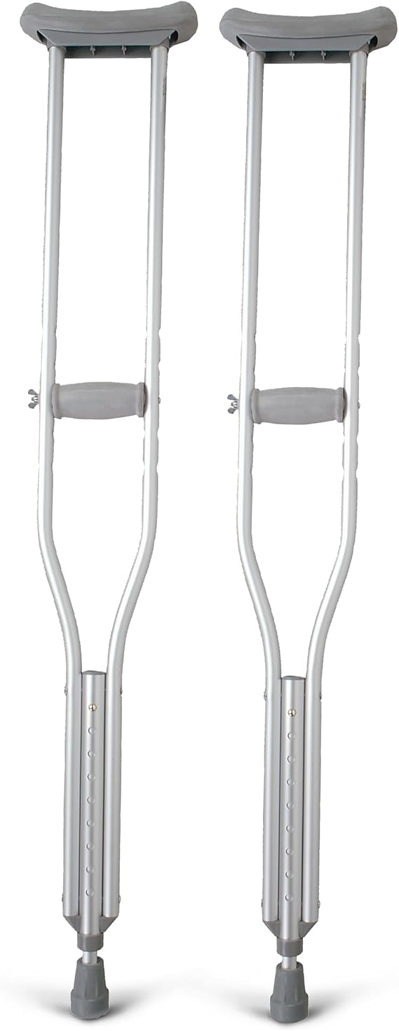 Medline Medium Aluminum Crutches For Adults & Seniors 525'10" Tall, Walking Aid For Reliable Balance, Comfortably Holds Up To 300 lbs., 4 Pairs