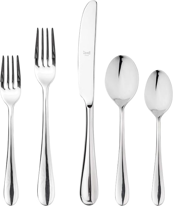 MEPRA 103422005 Natura Metallic 5-Piece Durable 18/10 Stainless Steel European and American Style Flatware Cutlery Set for Fine Dining, Dishwasher Safe - Service for 1