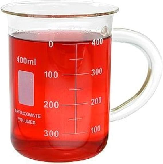 400ml Glass Beaker Mug with Handle 13.5oz