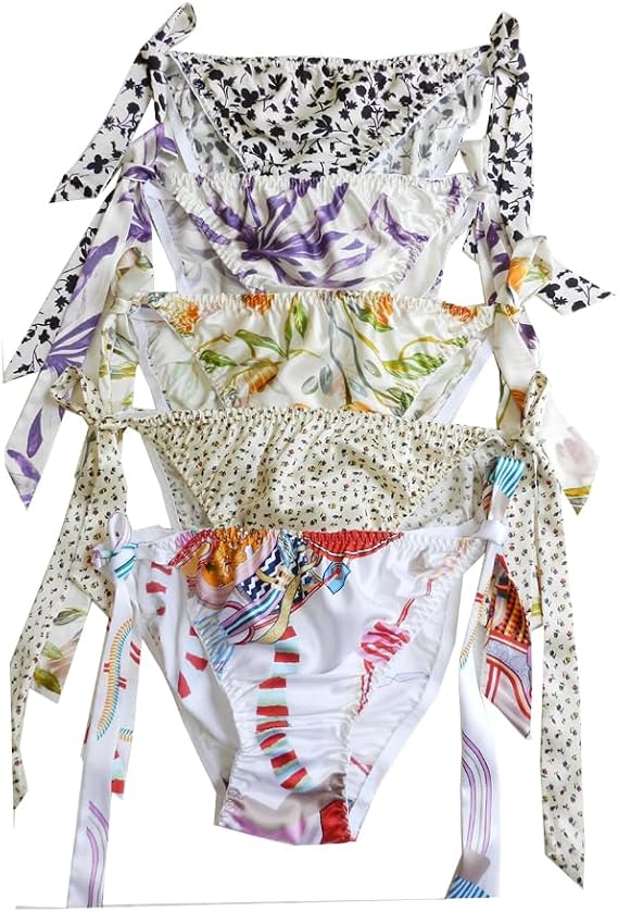 Women's Silk String Panties Flower Bikini