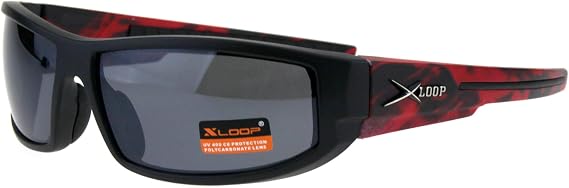 PASTL Xloop Mens Sunglasses Wrap Around Rectangular Biker Flame Design