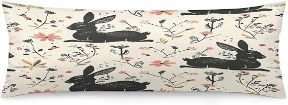 Rabbit Outline Pattern Body Pillow Pillowcase 20"x54" Lumbar Throw Pillow Covers with Hidden Zipper Breathable & Cozy Full Long Bodypillow Case Cover for Sleeping Bedroom Couch Sofa Decor