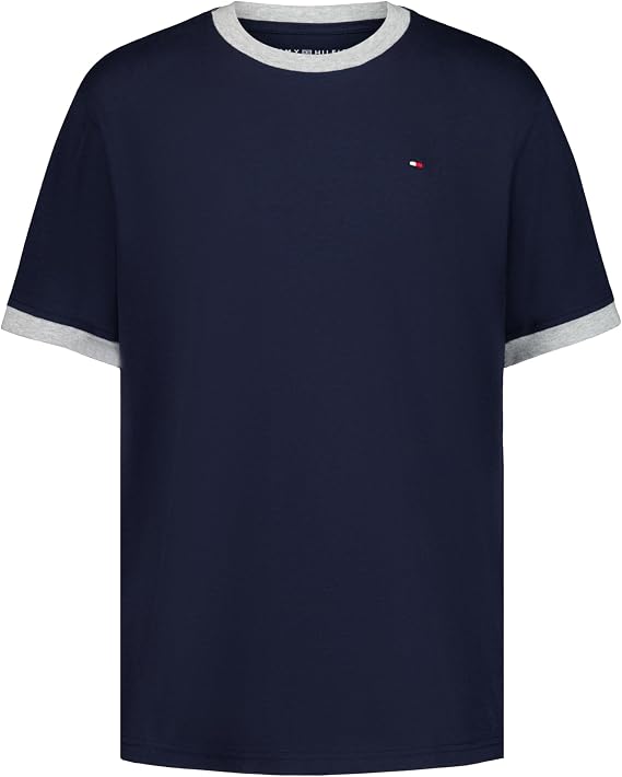 Tommy Hilfiger Boys' Short Sleeve Ken Ringer Crew Neck T-Shirt, Soft, Comfortable, Relaxed Fit