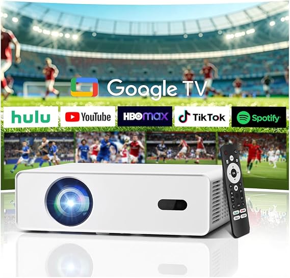 4K Smart Projector with Google TV,Native 1080P 1000 ANSI Projector
