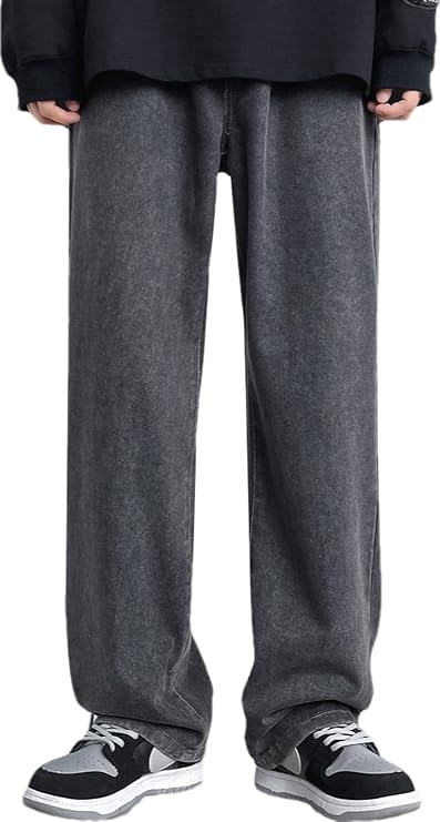 Bluefeel Men's Wide Pants, Baggy Pants, Plain, Jeans, Loose Fit, Straight, Regular Fit, Casual, Fashion, Spring, Summer Clothes