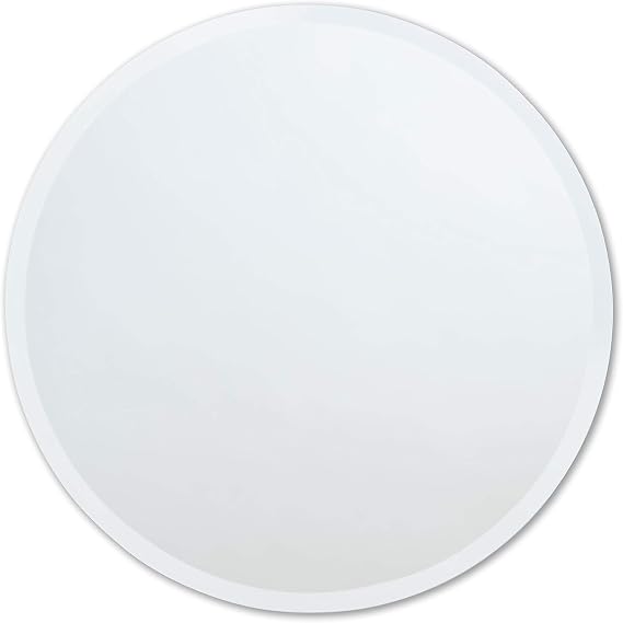 Better Bevel Frameless Round Mirror, 28" Diameter Circle Bathroom Wall Mirror w/Beveled Edge