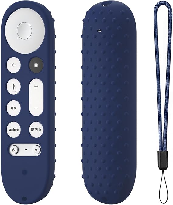 Silicone Cover Case for Google TV Streamer 4K Google TV (4K) Voice Remote 2024 Remote Cover Anti-Slipping Silicone Case (Dark Blue)