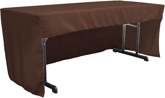 LA Linen Open Back Polyester Poplin Fitted Tablecloth for Classroom Tables, 72 by 30 by 30-Inch, Brown
