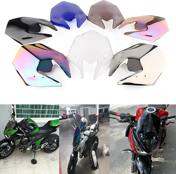 Motorcycle Double Bubble Wind Deflectors Windscreen Windshield Fit For Kawasaki Z800 Z 800 2013-2016 (Black)