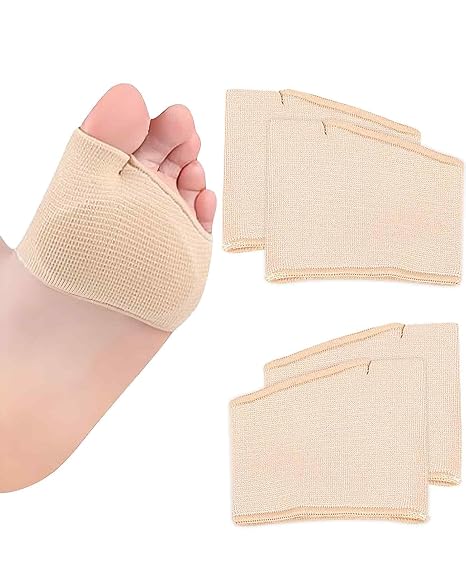 2 Pairs Metatarsal Foot Pads for Men Women, Metatarsalgia Relief Support Pad, Gel Pads with Fabric Sleeves for Ball of Foot Pain Relief, Large