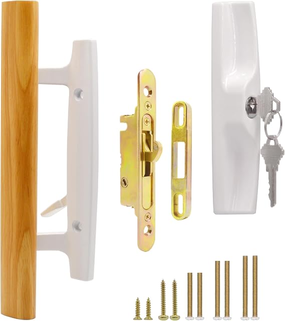 Keyed Sliding Glass Patio Door Handleset with Mortise Lock 45 Keyway