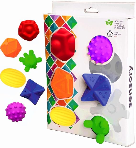Sensory Duyusal Bebek Topları: 6'lı set | her topta farklı doku ve renkler | Duyusal ve zihinsel gelişim | banyo topları | havuz için uygun | dişlik ve banyo oyuncağı | bebek Montessori oyuncağı |