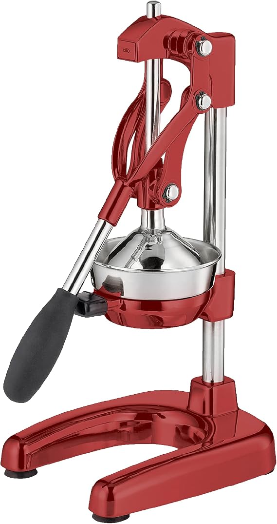 Cilio All-Purpose Commercial Grade Manual Citrus Juicer, Extractor, and Juice Press (Red)