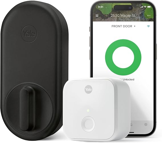 Yale Approach Smart Wi-Fi Deadbolt Retrofit Smart Lock, Unlimited Virtual Keys, App Remote Control, Keyless Entry - Black