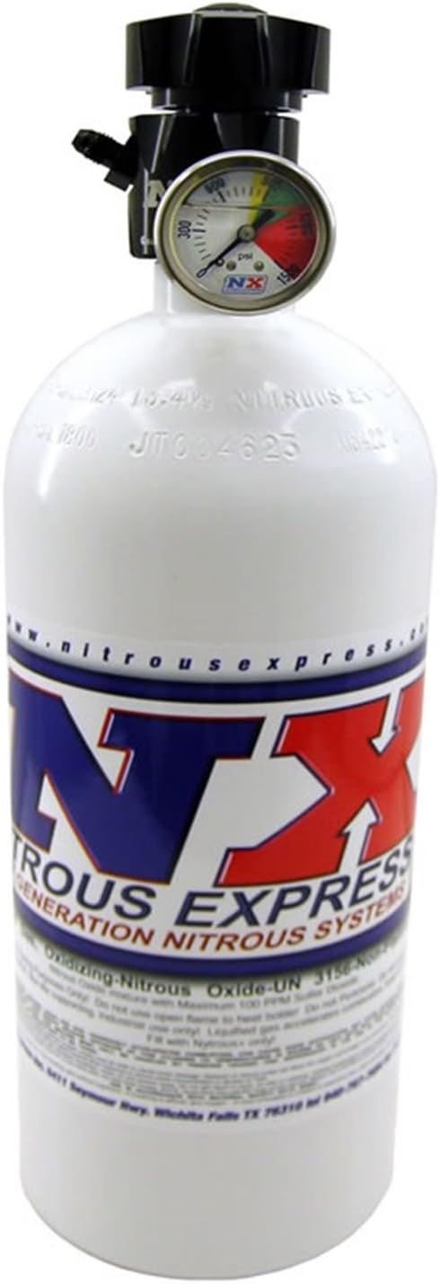 Nitrous Express 11101 Nitrous Bottle with Standard L45 Valve with Gauge - 10 lbs.