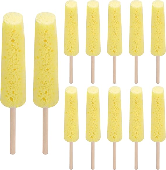 12 Pack Pottery Sponges for Clay, Ceramic Sponge on a Stick Reusable Shaping Trimming Pottery Tools Supplies and Mudtools, Yellow