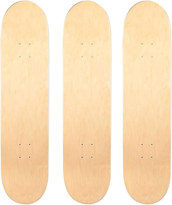 Blank Maple Skateboard Decks, 31 x 8 inch 7-Layer Maple Double Tail Skateboard Decks Set