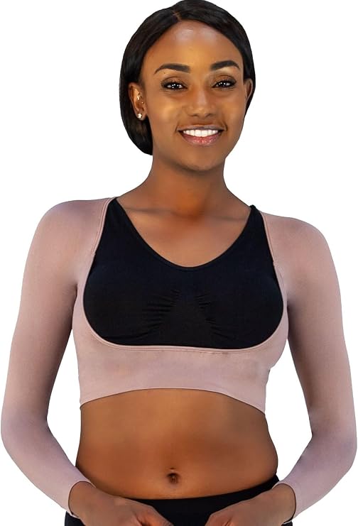 Rhonda Shear Seamless Arm Shaper, Stretch Nylon Spandex, Smooth Full Coverage Back, Wear With Any Bra