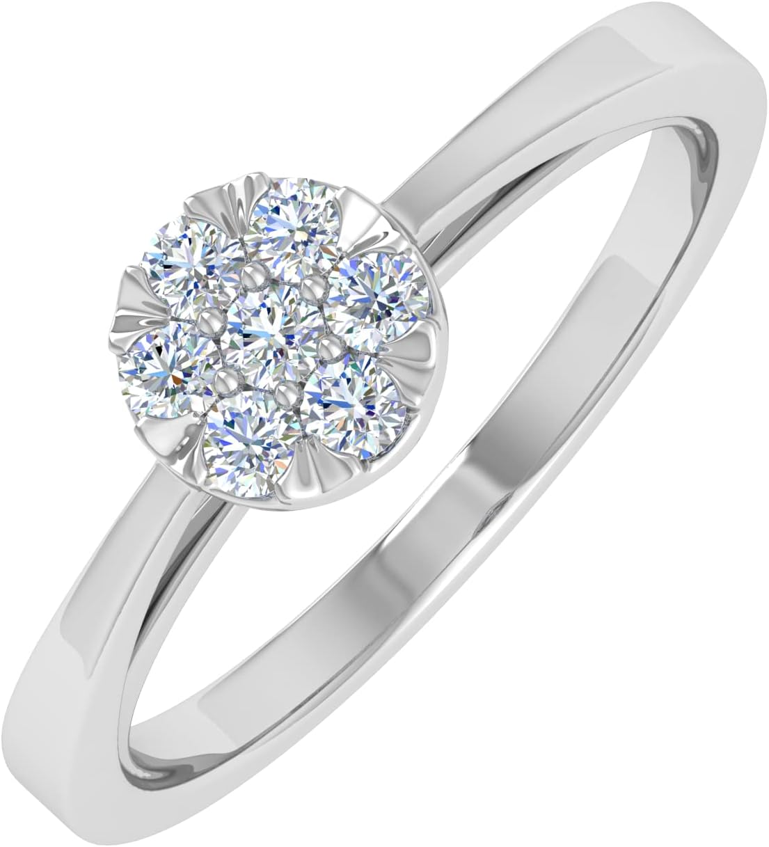 0.15 Carat Cluster Prong Set Diamond Ring in 14K Solid Gold I1-I2 Clarity