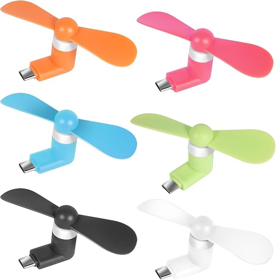 Mini Cell Phone Fan - Colorful Powerful Fan Compatible for iPhone, iPad, Android Smartphone,Tablet - Cell Phone Summer Accessories - (6-Pack)