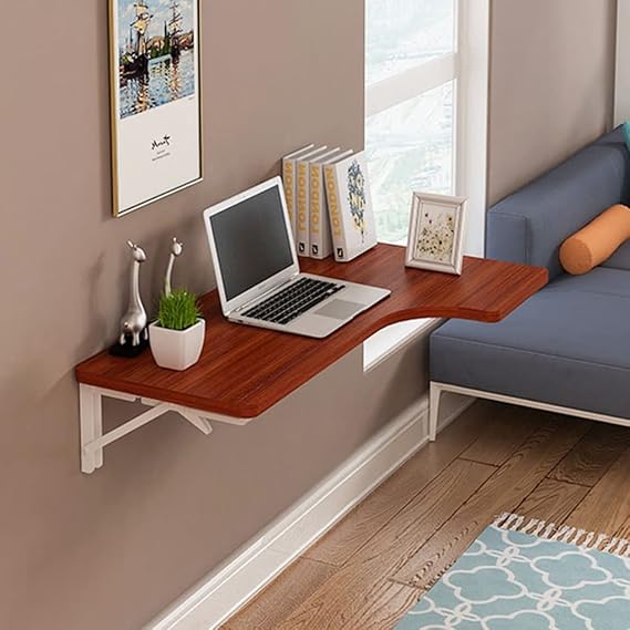 Drop Leaf Tables,Fold Down Floating Desk,Wall Mounted Folding Table,Office Computer Desk for Small Spaces,Space Saving for Laundry Room/Study/Bedroom/Office/Kitchen ( Color : Red-brown , Size : 120*70