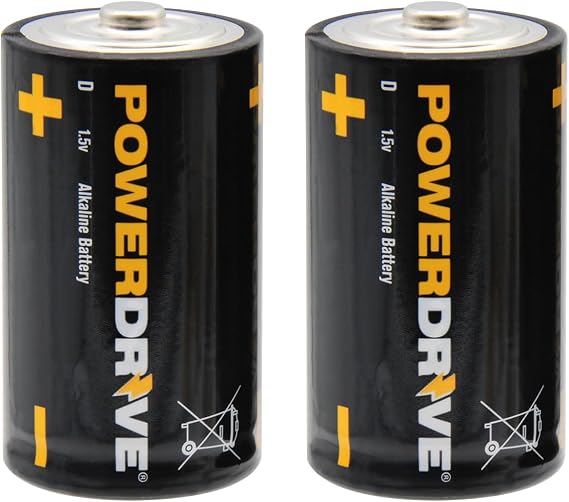 PowerDrive Size D 1.5V Batteries Extended Shelf Life - 2PACK