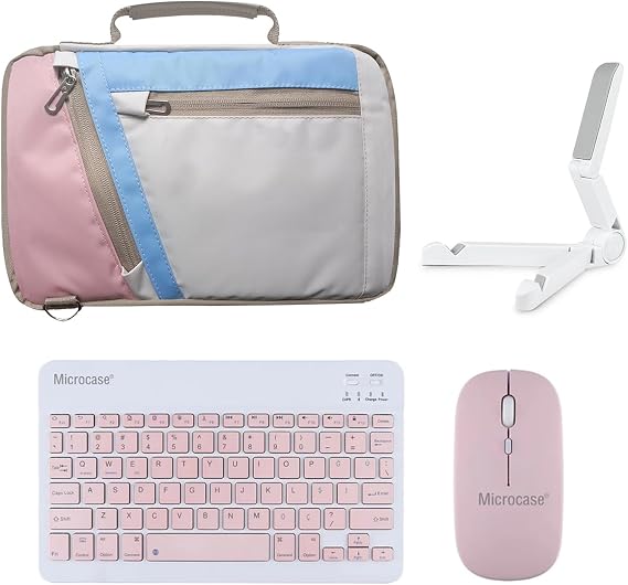 Microcase Lenovo Idea Tab 11 inch / K11 2.Jenerasyon ile Uyumlu Tablet Çanta+Türkçe Bluetooth Klavye +Mouse+ Standı - Pembe AL4382