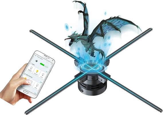 3D Holographic Projection Fan, 3D Holographic, Stereoscopic Projection Hovering Naked Eye Fan, Advertising Display, Remote Control Remote Control, 160° Wide Viewing Angle