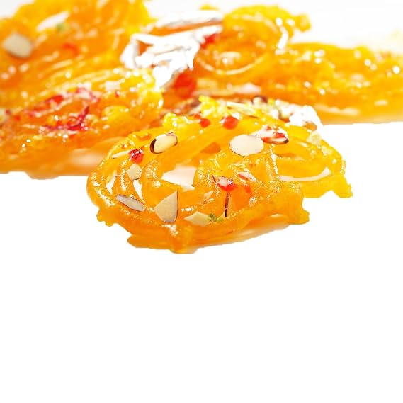 Sukhadia Sweets - Premium Pack - 16oz Premium Kesar Pista Jalebi - Indian Mithai Gift - Freshly Made In USA