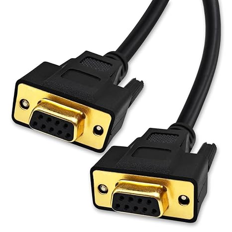9.8 Feet(3 Meter) DB9 Straight Through 9 Pin RS232 Serial Cable Double Shielded, Metal Braided&AL-foil, Female to Female, Black, SC902S09FF