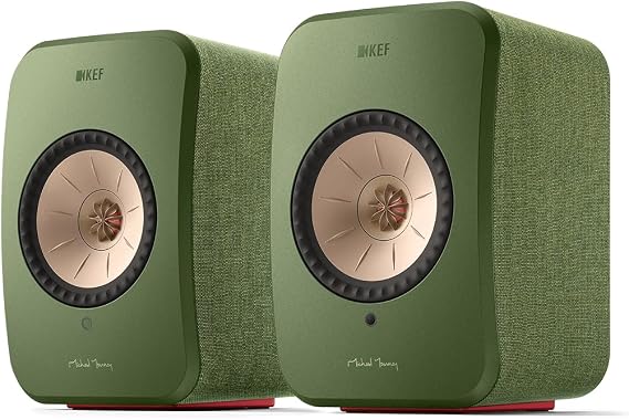 KEF LSX II Wireless Bookshelf Speakers (Pair, Olive Green) - Active Powered HiFi Speaker System with HDMI ARC, AirPlay 2 & Wi-Fi Streaming