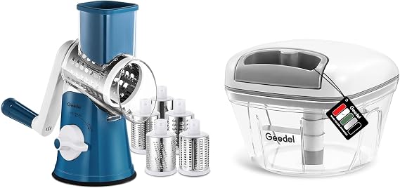 Cheese Grater and Manual Food Chopper Bundle