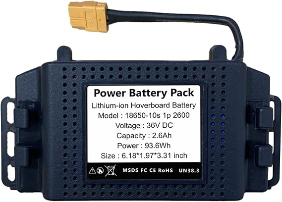 36V 2.6Ah Li-ion Hoverboard Battery Replacement, Rechargeable High Capacity Battery with Case, Compatible for Sisigard Hoverboards, 6.18 * 3.31 * 1.97inch