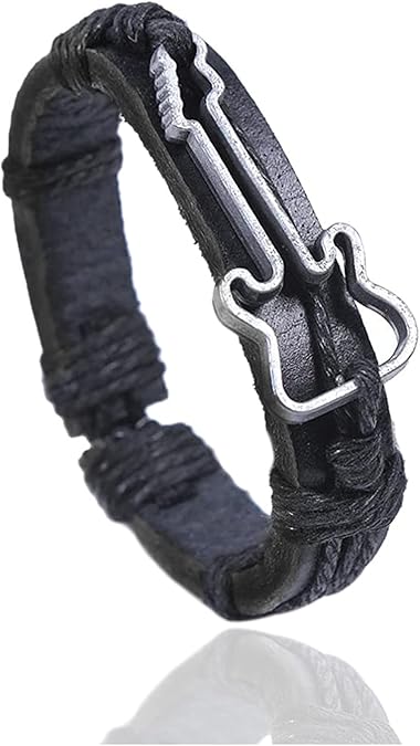 Xusamss Fashion Music Jewelry Guitar Bracelet Leather String Wristband Drawstring Rope Bracelet