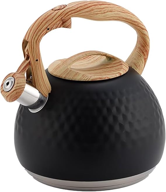 304 Stainless Steel Whistling Kettle,3L Hot Water Boiler,Kitchen Stovetop Hob Kettle,Push-Button Switch Camping Teapots for Gas Stove Induction Cooker