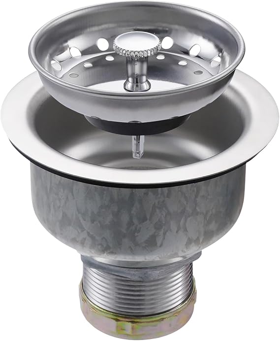 ZM Deep Locking Kitchen Sink Basket Strainer with Stopper, 3-1/2