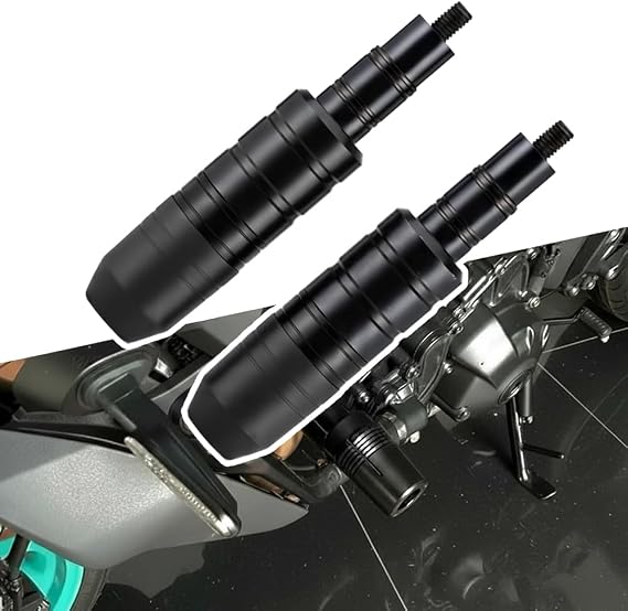 2Pcs Motorcycle Frame Sliders for Yamaha Fazer FZ6 FZ 6 XJ6 XJ 6 - Engine Guard Crash Bar Sliders, Crash Pad Protector, Anti-Fall Frame Sliders Anti-Scratch Guard,A Black