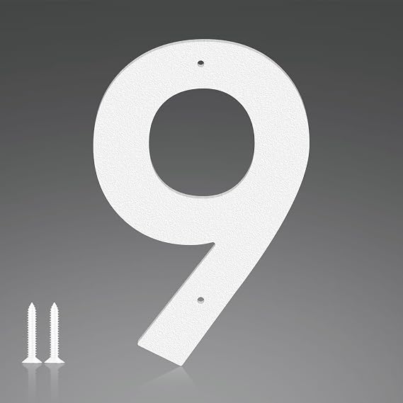 3 Inch Metal House Numbers,White Modern Address Numbers,Outdoor Letters for Outside Signs,House,Office,Apartment,Farms,Garages(9)