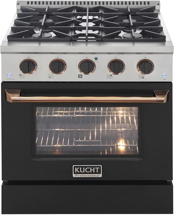 Kucht KDF302-K-GOLD Dual Fuel Range, Black & Gold