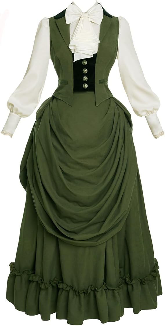 Vibsion Steampunk Victorian Cosplay Bustle Dress Vintage Victorian Ball Gowns
