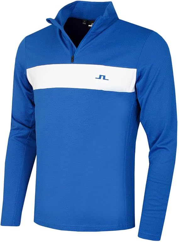 J.Lindeberg Mens 2026 Bran Mid Layer Chest Stripe Golf Zip Sweater