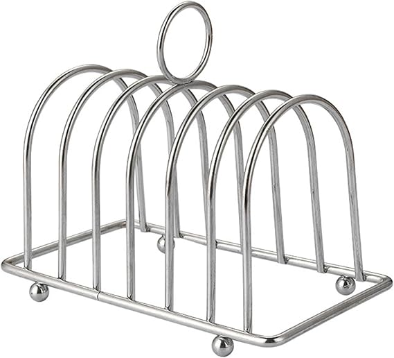 Stainless Steel Toast Bread Rack 6 Slices Bread Loaf Slices Holder Stand Bakeware Grid Cooling Rack With Handle Kitchen Bread Display Stand Food Display Tool