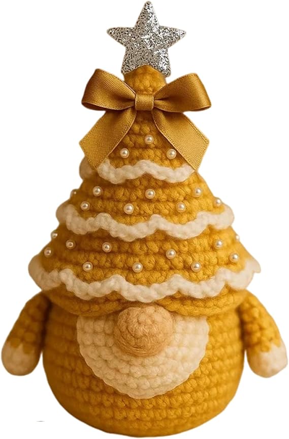 AMSLSIU Colorfast Christmas Yarn Crafting Essential for Thanksgiving Day Projects Beginner Crochet Kit for Adults DIY Crafting Christmas Crafts for Adults, Yellow, Material Kit