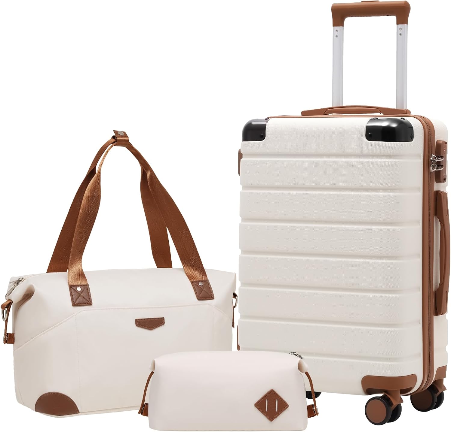 Coolife Luggage Set Suitcase 3 Piece Carry On Travel Luggage TSA Lock Spinner Wheels Aluminum Corner Protectors Hard Shell Lightweight Suitcase Set