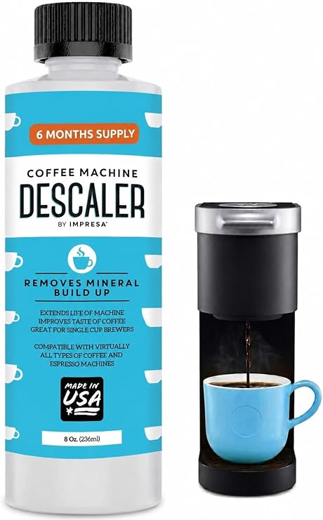 IMPRESA Coffee Machine Descaler (2 Uses Per Bottle) - Made in the USA - Universal Descaling Solution, Compatible with Nespresso, Delonghi and All Single Use Coffee and Espresso Machines