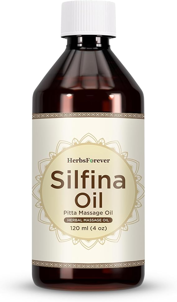 Herbsforever Silfina -Ayurvedic Skin Oil & Serum| Akne, Exzima, Varts, Itchy Skin, Fangul & Raches| Psoralea, Neem & Turmeric + 8 Potent Herbs Infused Coconut & Sesame Seeds Oils |4 fl oz 120 ml