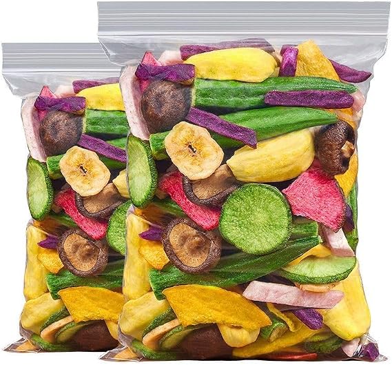 Various Freeze-Dried Fruit Crisps Mix 250g/can,Instant Dried Vegetables and Fruits Chips, Freeze Dried Okra Mushrooms, Dried Fruit Chips,Radish, Banana, Durian, Fig，Crispy Snacks (Packaged,250g)