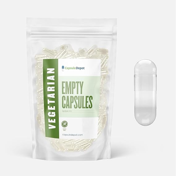 Clear Size 0 Empty Capsules - 1,000 Count Clear Empty Vegan Capsules - Vegetarian Empty Pill Capsules- DIY Vegetable Capsule Filling- Veggie Pill Capsules Empty Caps Pills